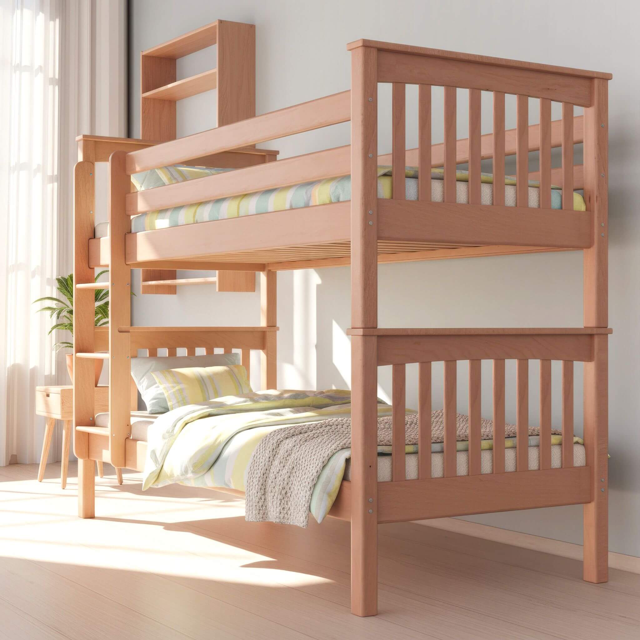 Etagenbett Sven 90x200 aus massiver Buche – stabiles Stockbett für Kinderzimmer