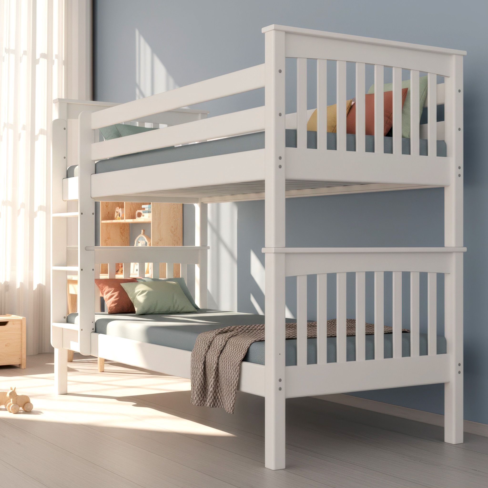 Etagenbett Sven 90x200 aus massiver Buche – stabiles Stockbett für Kinderzimmer