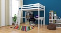 Hochbett CHRISTIAN Weiß lackiert 140x200 – Jugendzimmer mit Teppich