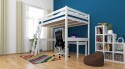 Hochbett CHRISTIAN Weiß lackiert 140x200 – Buche massiv mit Schreibtisch