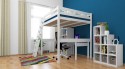 Hochbett CHRISTIAN Weiß lackiert 140x200 – Hochbett mit integriertem Arbeitsplatz