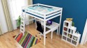 Hochbett CHRISTIAN Weiß lackiert 140x200 – Kompaktes Hochbett für Kinder und Jugendliche
