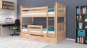 Etagenbett / Stockbett SVEN inkl. Bettkasten und Rausfallschutz. Natur lackiert - Buche Massiv Vollholz 