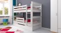 Etagenbett / Stockbett SVEN inkl. Bettkasten und Rausfallschutz. Buche Massiv Vollholz 