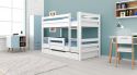 Etagenbett / Stockbett RICKY inkl. Bettkasten und Rausfallschutz. Buche Massiv Vollholz 