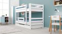 Etagenbett / Stockbett RICKY inkl. Bettkasten und Rausfallschutz. Buche Massiv Vollholz 