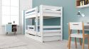 Etagenbett / Stockbett RICKY inkl. Bettkasten und Rausfallschutz. Buche Massiv Vollholz 