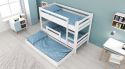 Etagenbett / Stockbett RICKY inkl. Bettkasten und Rausfallschutz. Buche Massiv Vollholz 