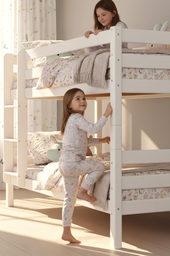 Etagenbett Stockbett Kinderbett RICKY Buche Massiv Vollholz 90x200 für Kinder