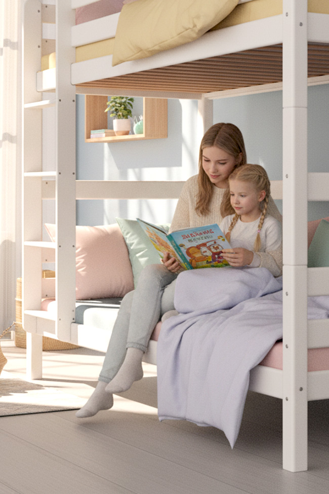 Etagenbett Stockbett Kinderbett RICKY Buche Massiv Vollholz 90x200 für Kinder