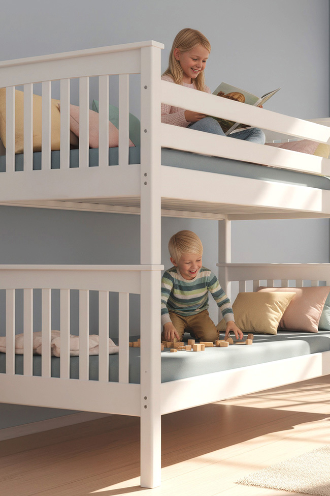 Etagenbett Stockbett Kinderbett RICKY Buche Massiv Vollholz 90x200 für Kinder